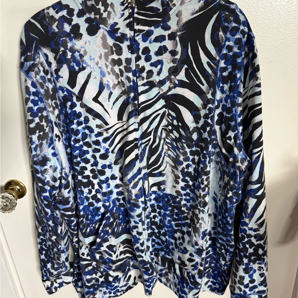Onque Woman Blue and Black Patterned Jacket